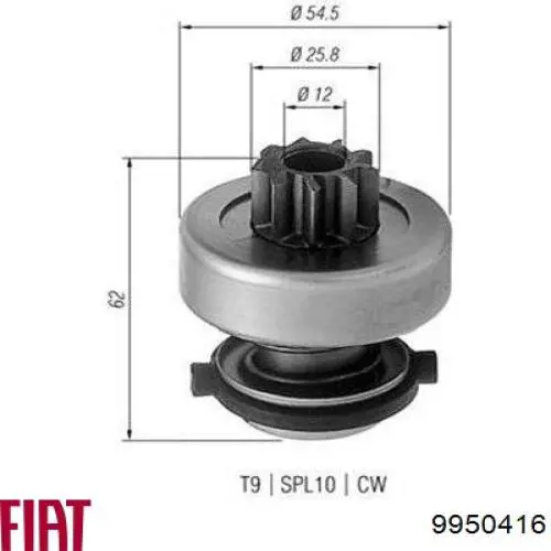 9950416 Fiat/Alfa/Lancia bendix, motor de arranque