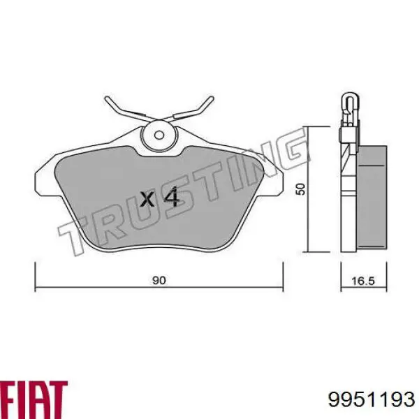 9951193 Fiat/Alfa/Lancia pastillas de freno traseras