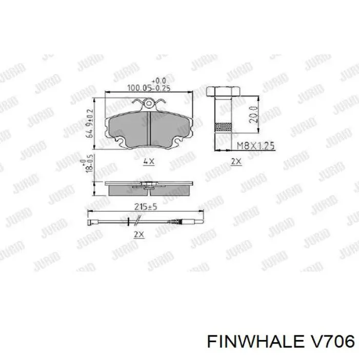 V706 Finwhale pastillas de freno delanteras