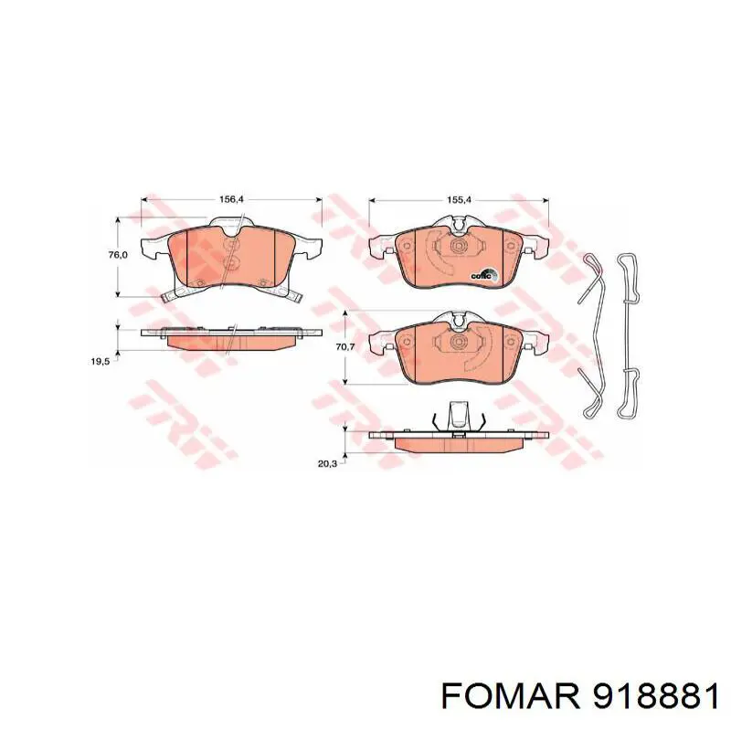 918881 Fomar Roulunds pastillas de freno delanteras