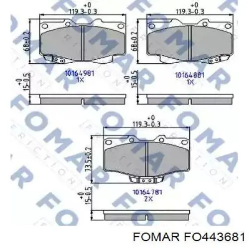 FO 443681 Fomar Roulunds pastillas de freno delanteras