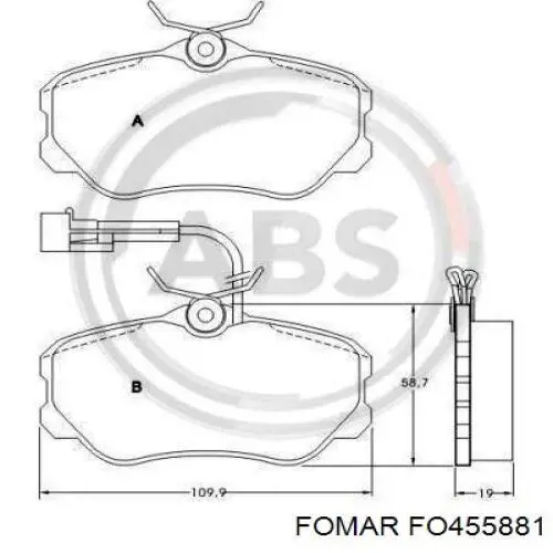 FO 455881 Fomar Roulunds pastillas de freno delanteras