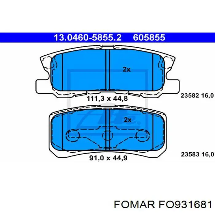 FO 931681 Fomar Roulunds pastillas de freno traseras