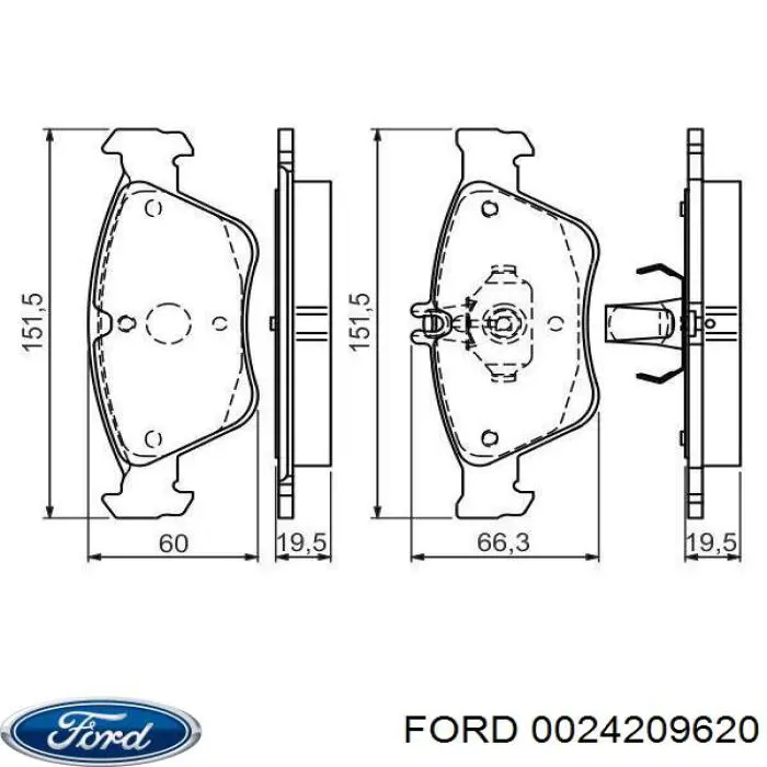 0024209620 Ford pastillas de freno delanteras