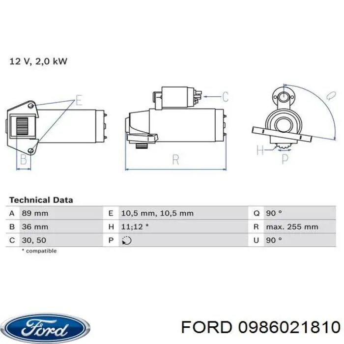 0986021810 Ford motor de arranque