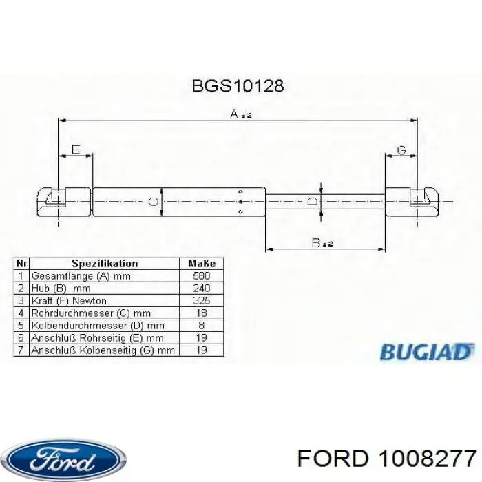 1008277 Ford amortiguador de maletero