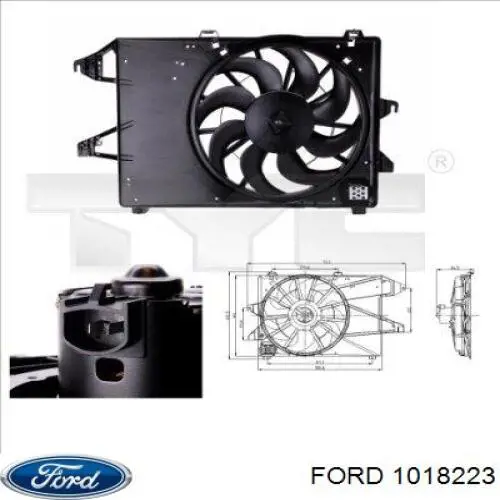 1020757 Ford difusor de radiador, ventilador de refrigeración, condensador del aire acondicionado, completo con motor y rodete