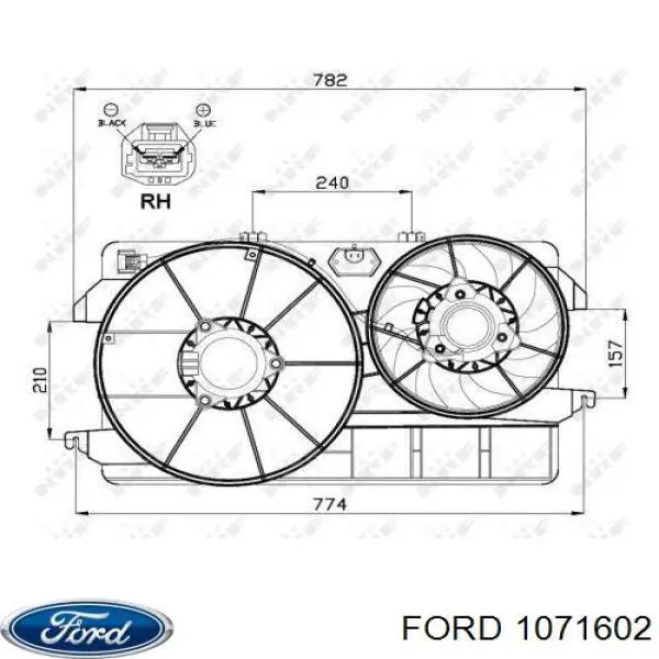 1071602 Ford difusor de radiador, ventilador de refrigeración, condensador del aire acondicionado, completo con motor y rodete