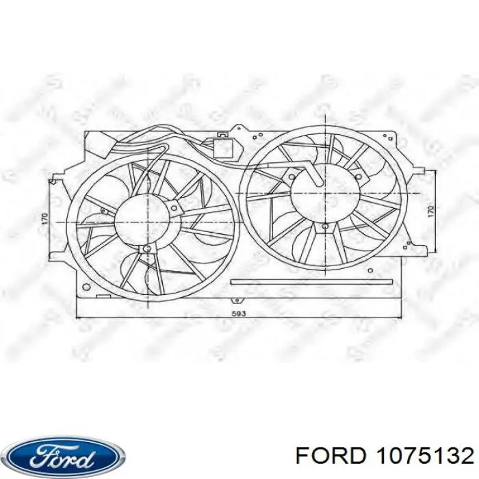 1075132 Ford difusor de radiador, ventilador de refrigeración, condensador del aire acondicionado, completo con motor y rodete