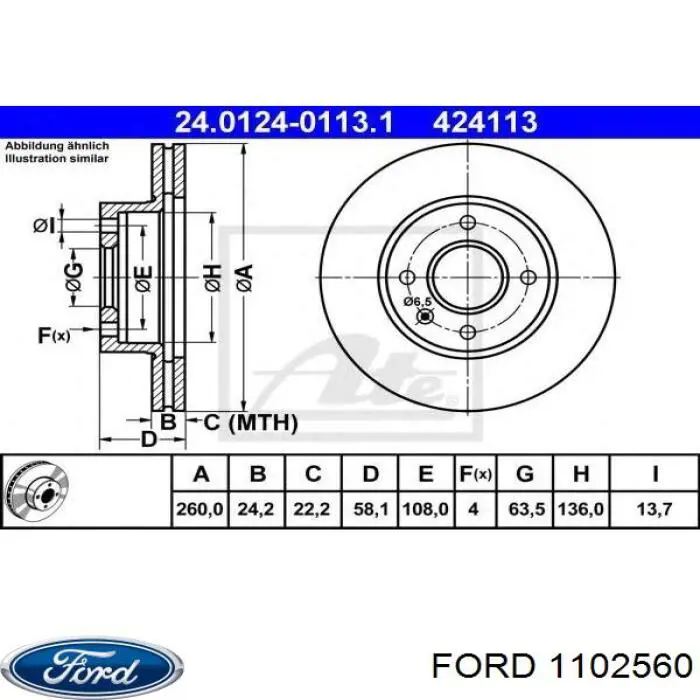 1102560 Ford freno de disco delantero