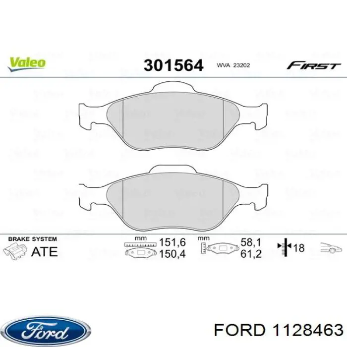 1128463 Ford pastillas de freno delanteras