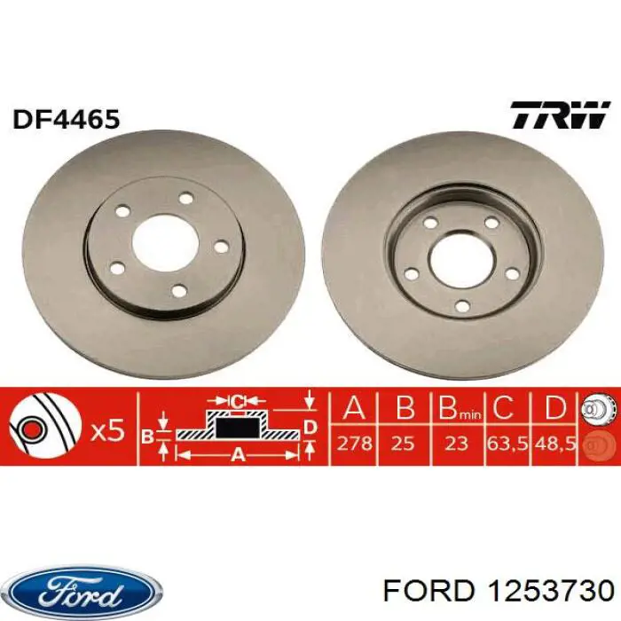 1253730 Ford freno de disco delantero