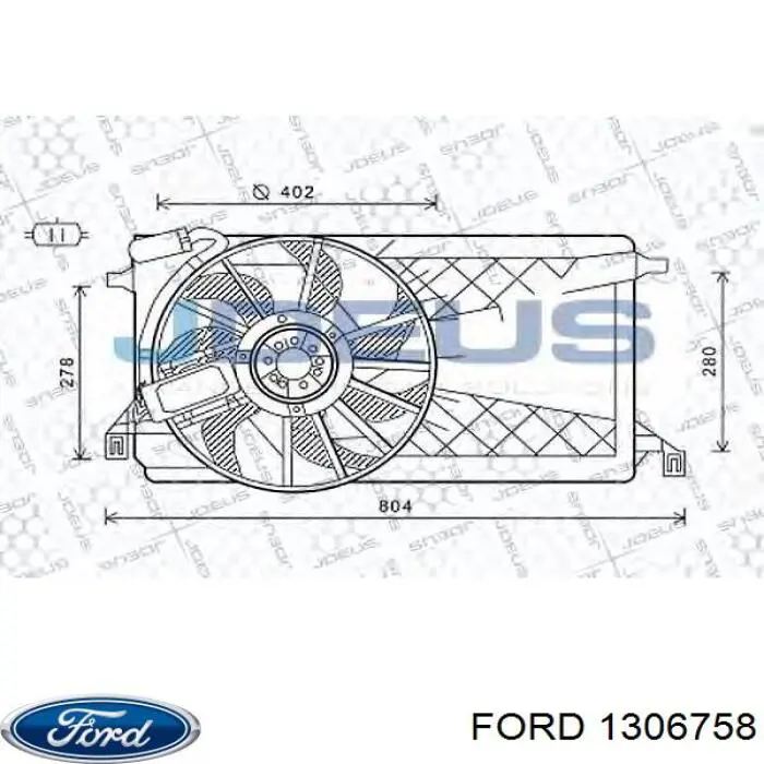 1366829 Ford difusor de radiador, ventilador de refrigeración, condensador del aire acondicionado, completo con motor y rodete