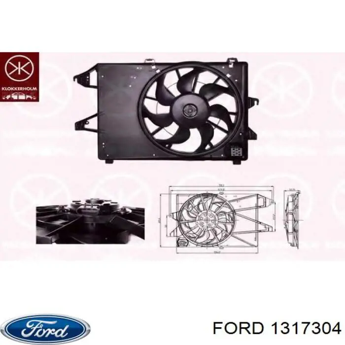 1317304 Ford ventilador (rodete +motor refrigeración del motor con electromotor completo)