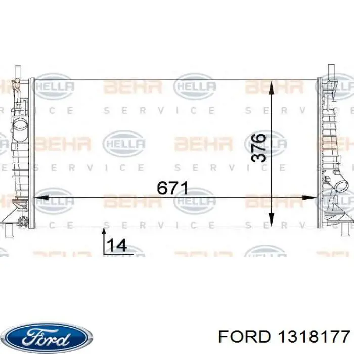 1318177 Ford radiador refrigeración del motor