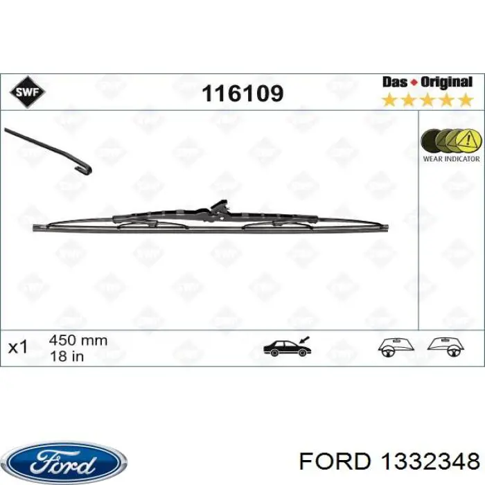 1332348 Ford limpiaparabrisas de luna delantera copiloto