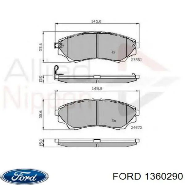 1360290 Ford pastillas de freno delanteras