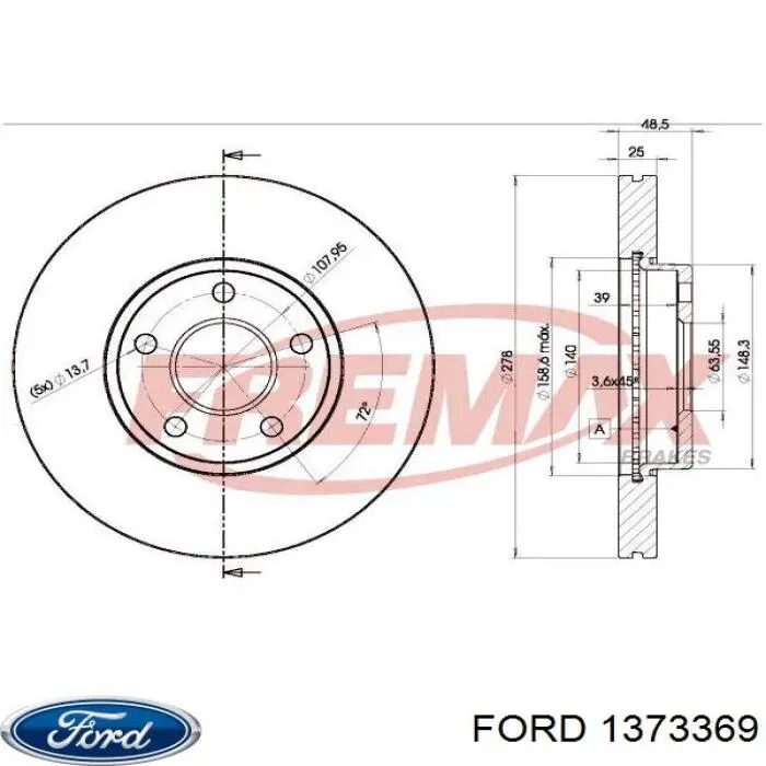 1373369 Ford freno de disco delantero