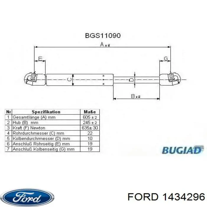 1434296 Ford amortiguador de maletero