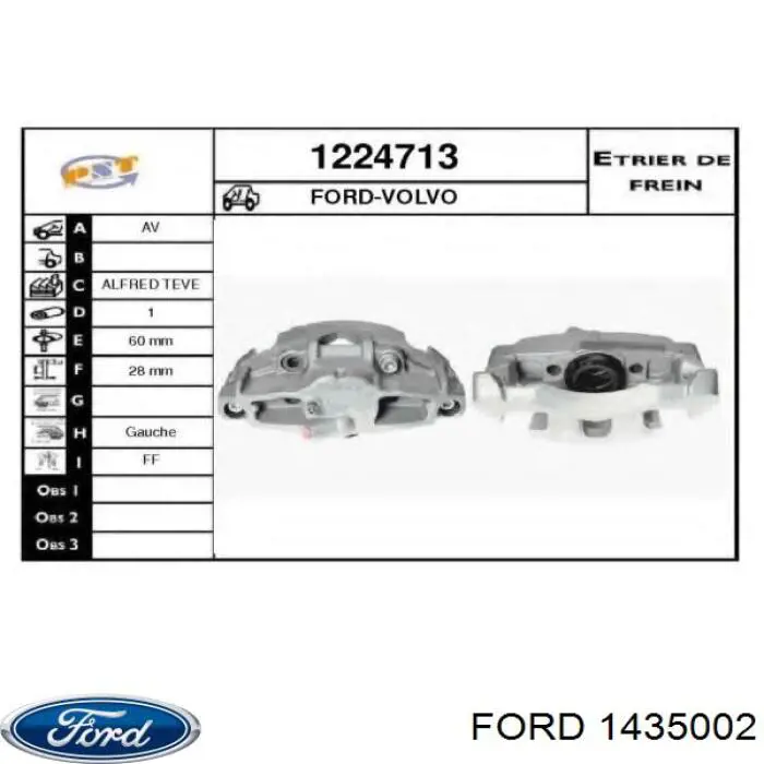 1435002 Ford pinza de freno delantera izquierda