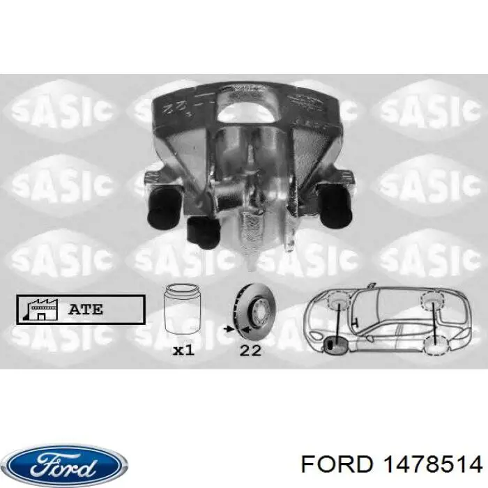 1478514 Ford pinza de freno delantera izquierda