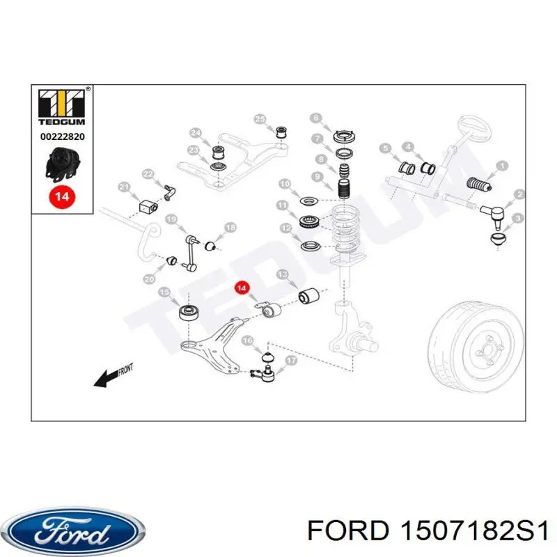 1507182S1 Ford silentblock de suspensión delantero inferior