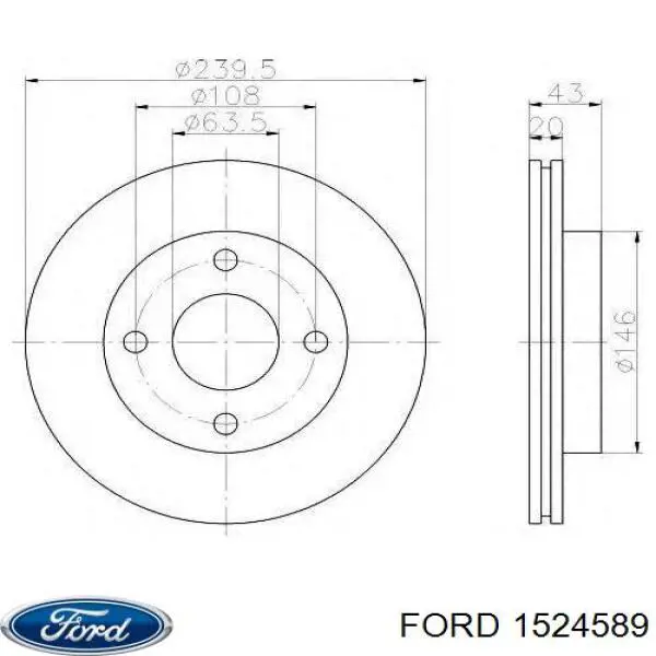 1524589 Ford freno de disco delantero