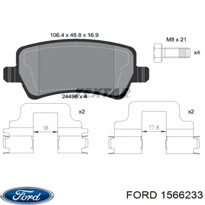 1566233 Ford pastillas de freno traseras