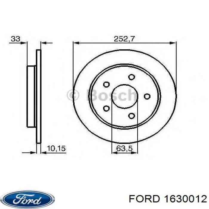 1630012 Ford disco de freno trasero