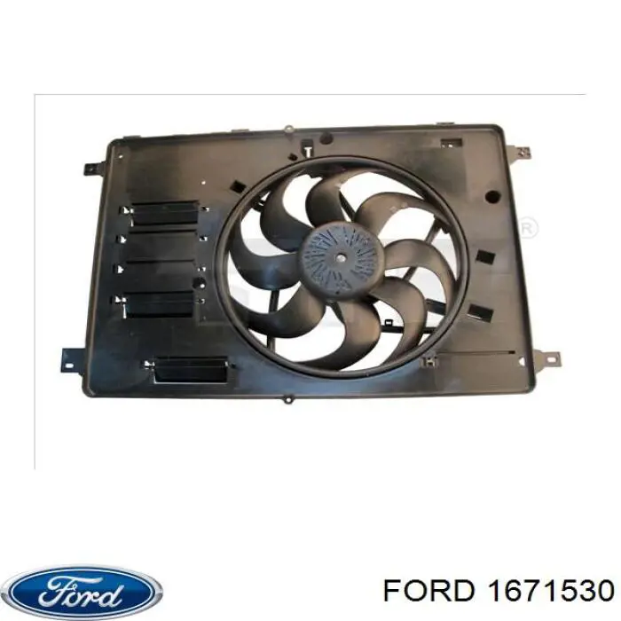 1671530 Ford difusor de radiador, ventilador de refrigeración, condensador del aire acondicionado, completo con motor y rodete