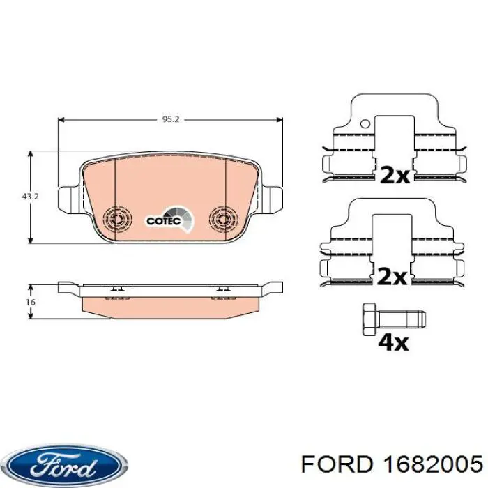 1682005 Ford pastillas de freno traseras