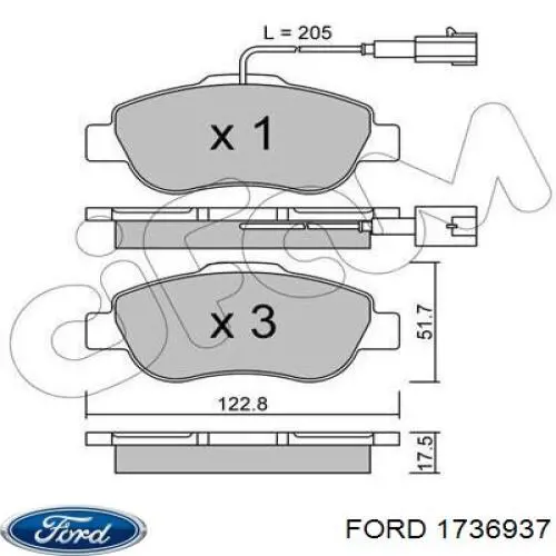 1736937 Ford pastillas de freno delanteras