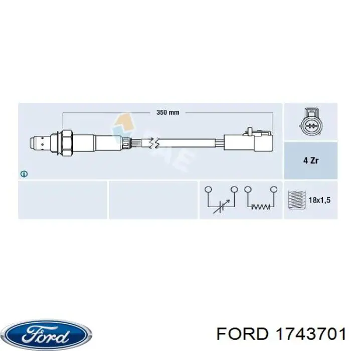 1743701 Ford sonda lambda sensor de oxigeno post catalizador