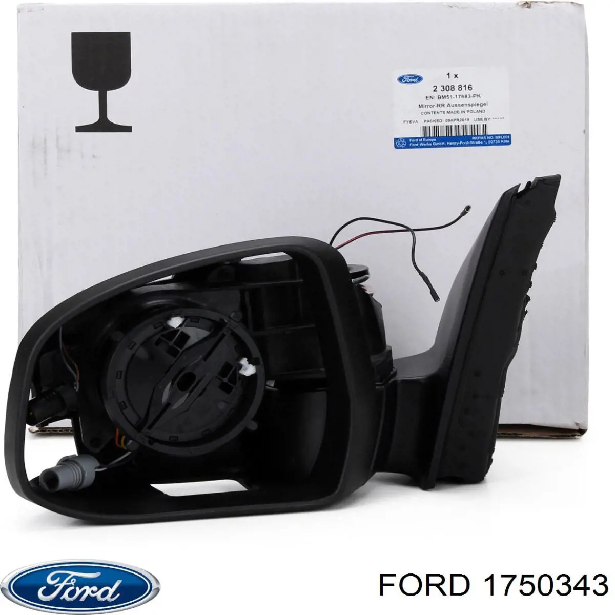 1750343 Ford espejo retrovisor izquierdo