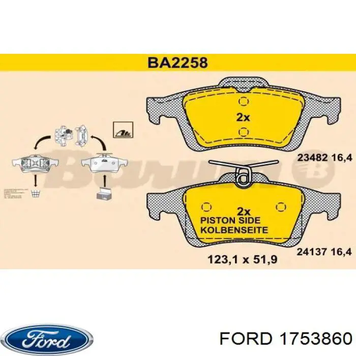 1753860 Ford pastillas de freno traseras