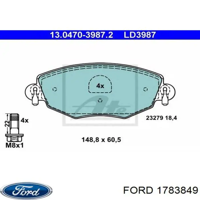 1783849 Ford pastillas de freno delanteras