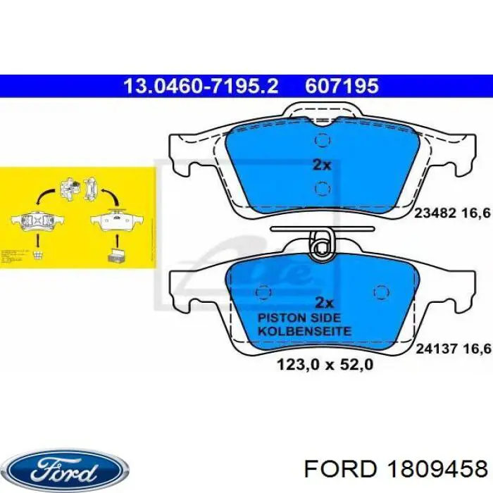 1809458 Ford pastillas de freno traseras