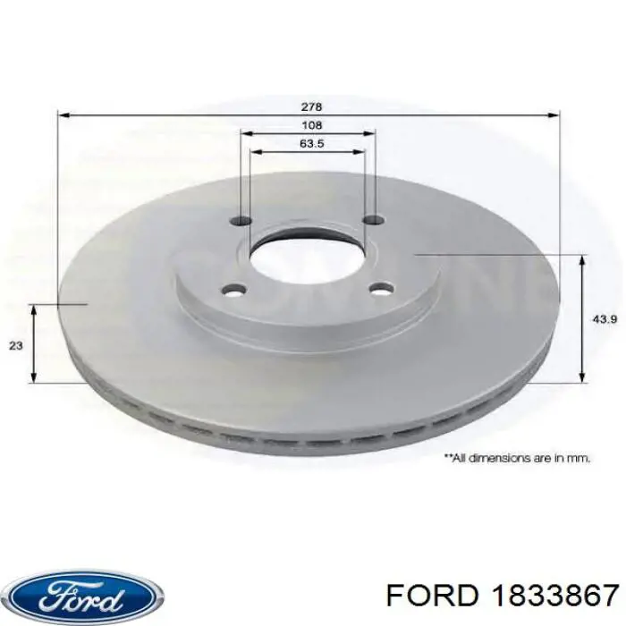 1833867 Ford freno de disco delantero