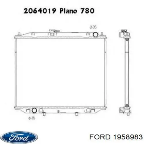 1958983 Ford radiador refrigeración del motor