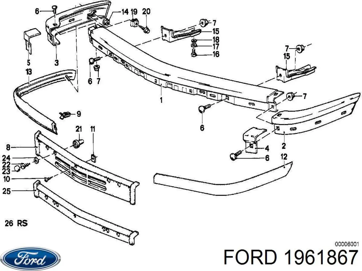 1961867 Ford cable de freno de mano trasero derecho