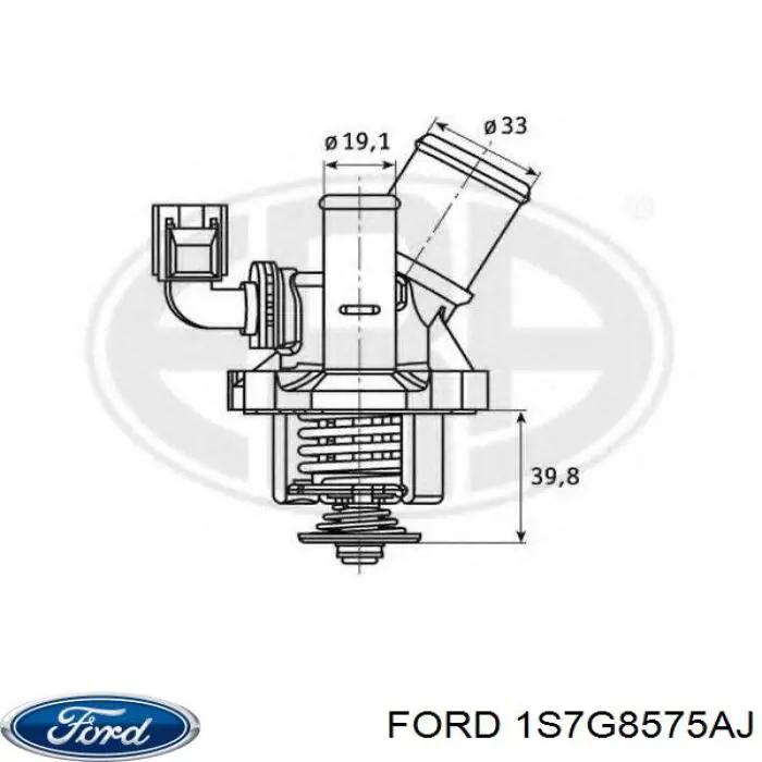 1S7G8575AJ Ford termostato, refrigerante