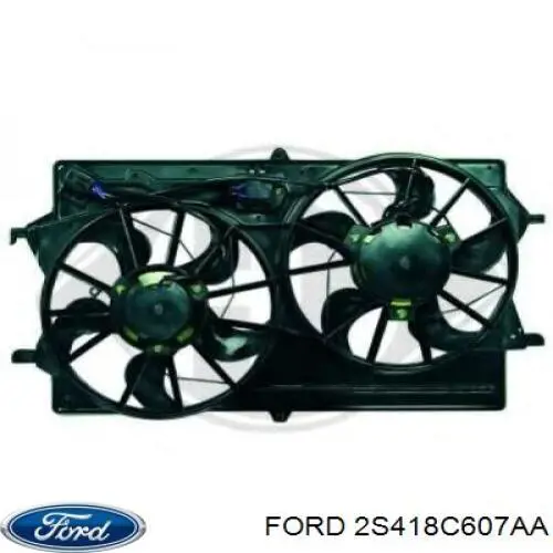 2S418C607AA Ford difusor de radiador, ventilador de refrigeración, condensador del aire acondicionado, completo con motor y rodete