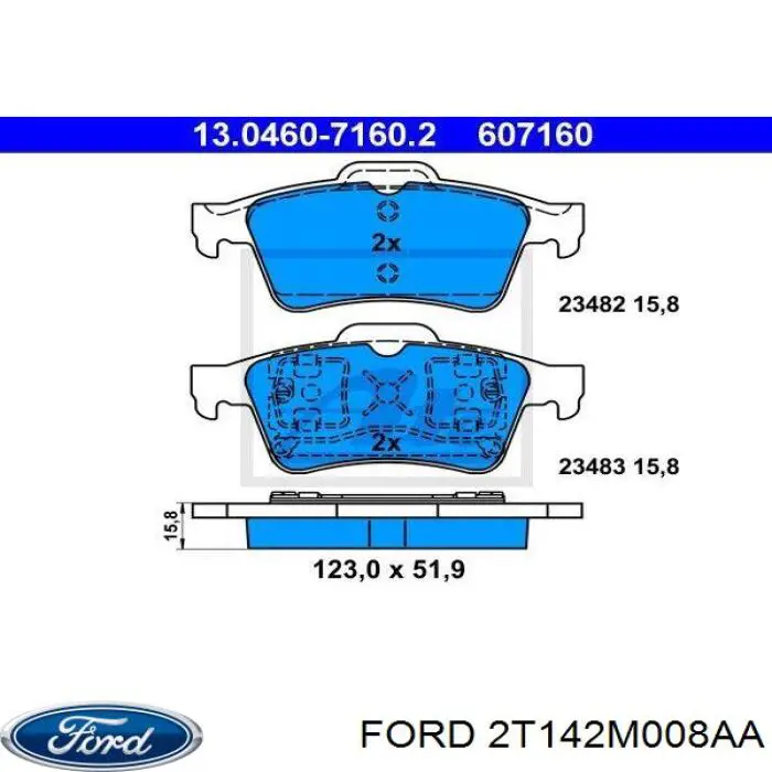 2T14 2M008 AA Ford pastillas de freno traseras