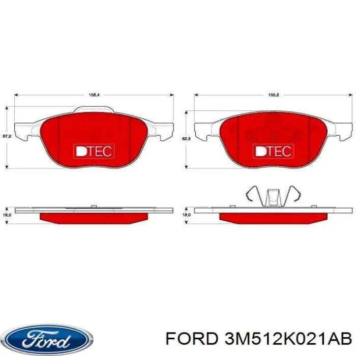 3M51 2K021 AB Ford pastillas de freno delanteras