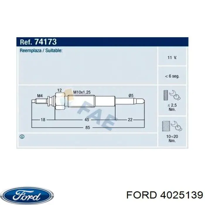 4025139 Ford bujía de incandescencia