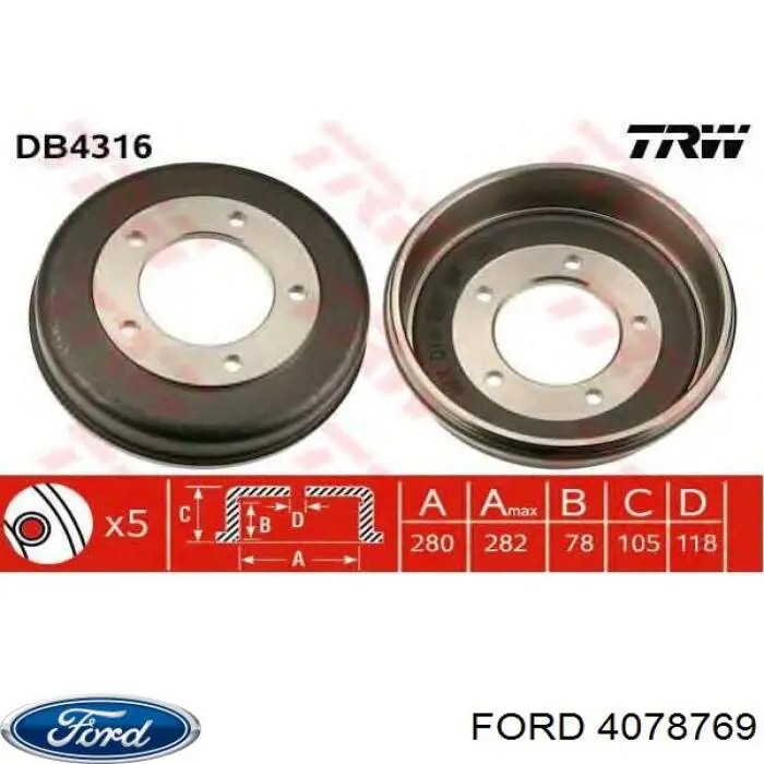 4078769 Ford freno de tambor trasero