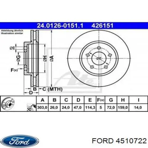 4510722 Ford freno de disco delantero