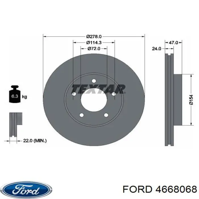 4668068 Ford freno de disco delantero