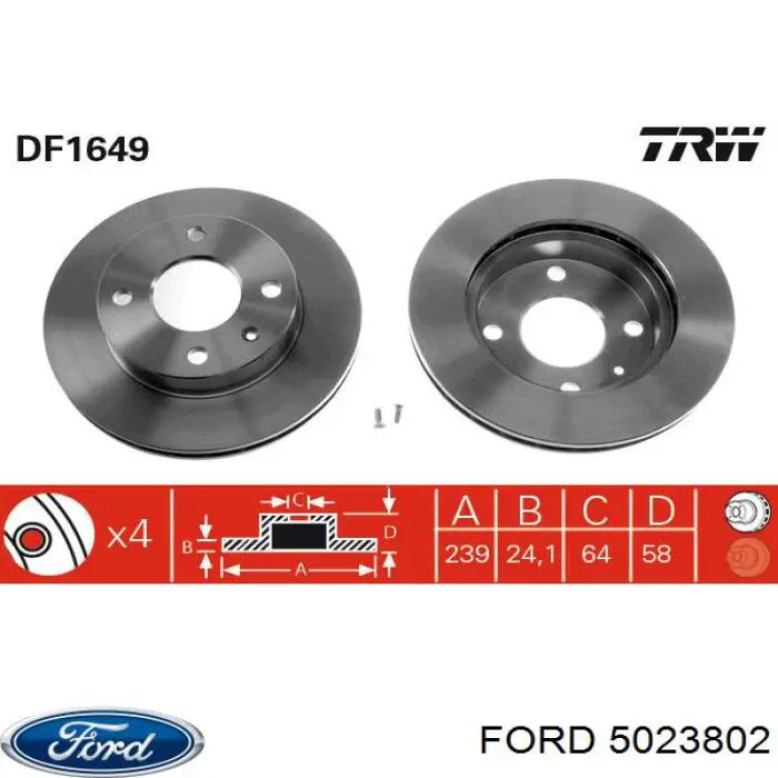 5023802 Ford freno de disco delantero