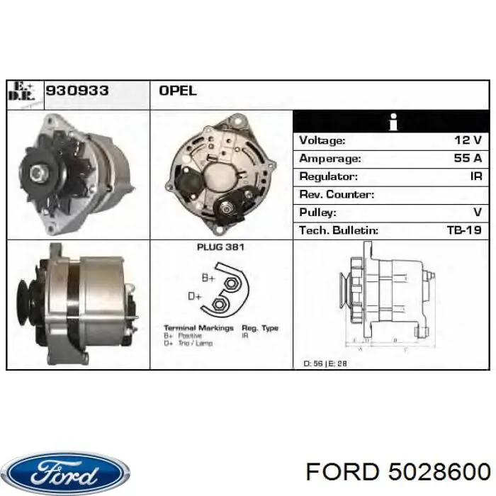 5028600 Ford junta de culata derecha